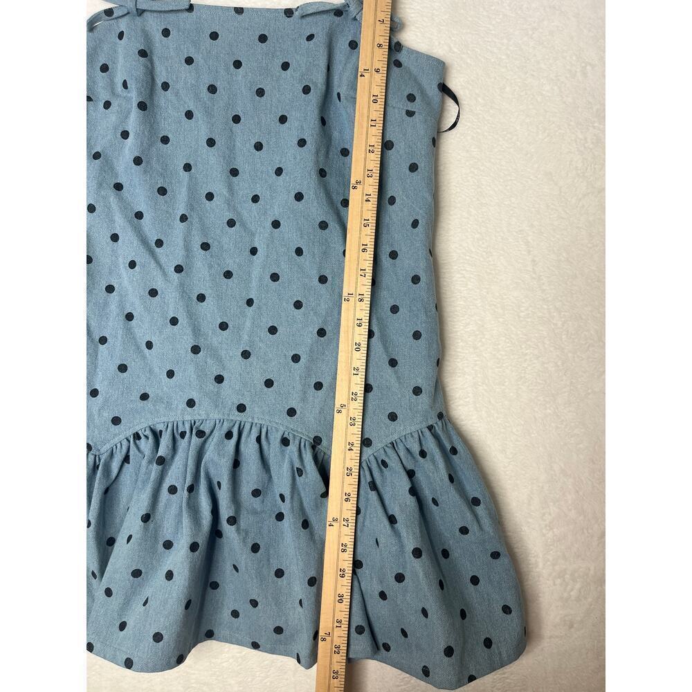 Avec Les Filles Denim Polka Dot Drop Waist Mini Dress Bow Coquette Feminine sz L - Picture 7 of 9